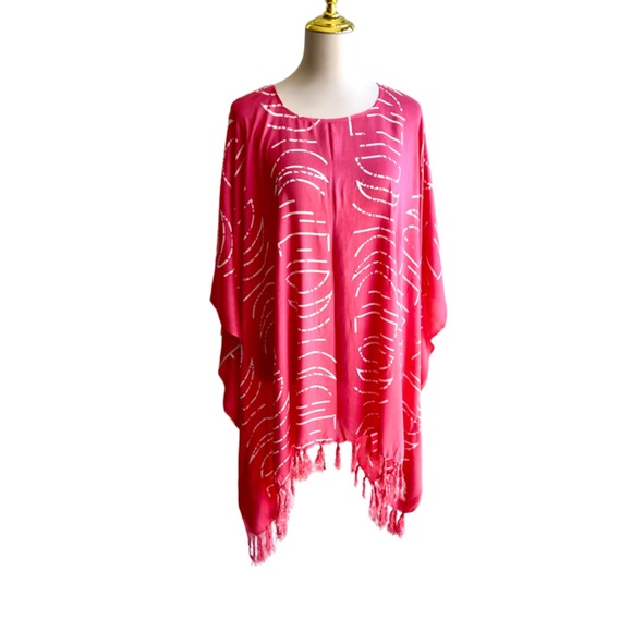 0079/ Light Pink Moon Chase Pattern Poncho - Picture 4 of 6